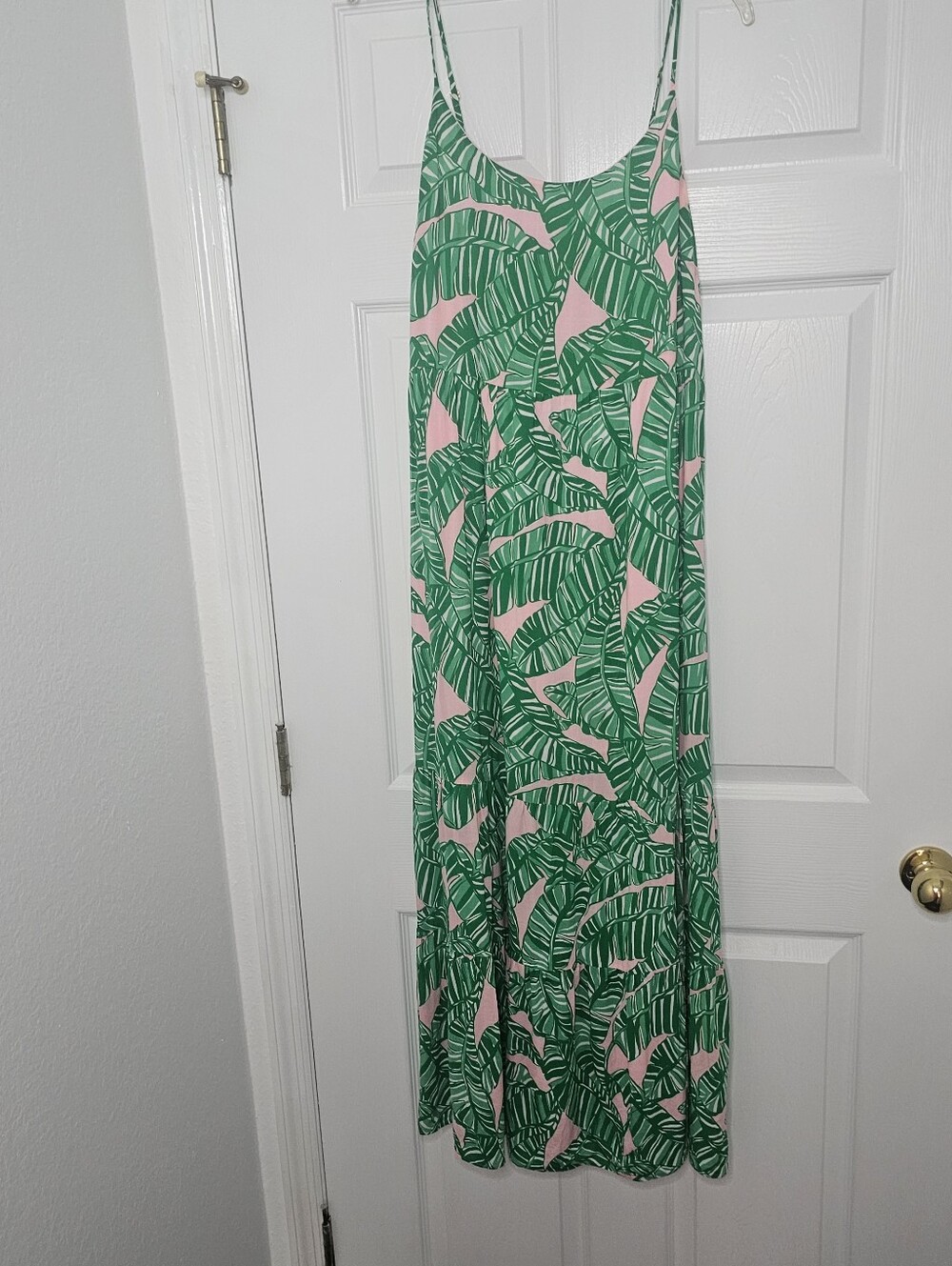 Lilly Pulitzer Green Tropical Leaf Maxi Dress with Pink Accents - Picture 8 of 9